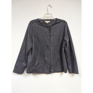 CJ Banks Size X Jacket Gray Pockets Suede Feel Soft